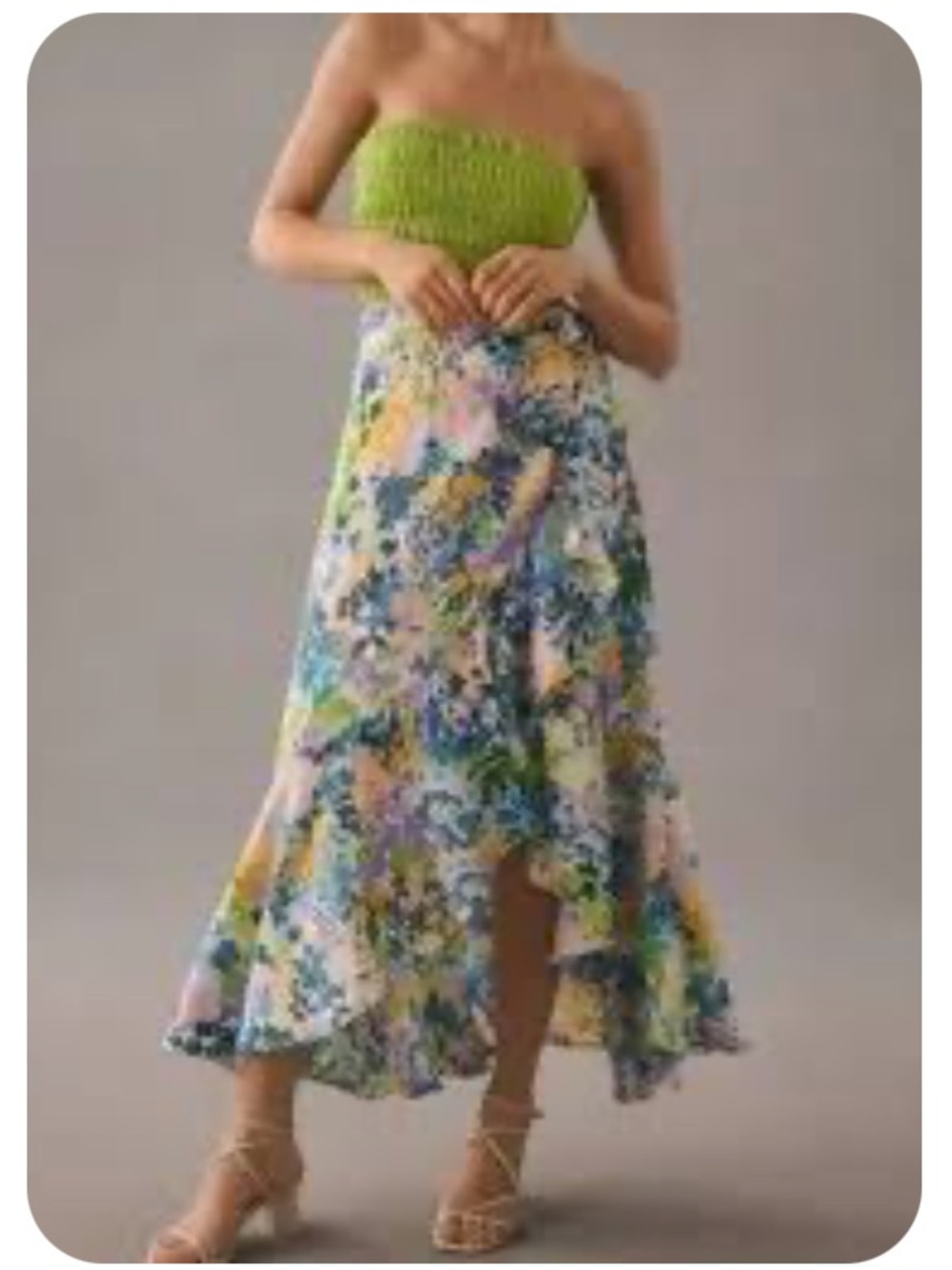 Maeve Anthropologie Ruffled Wrap Maxi Skirt In
Green Floral size Large - Picture 3 of 15